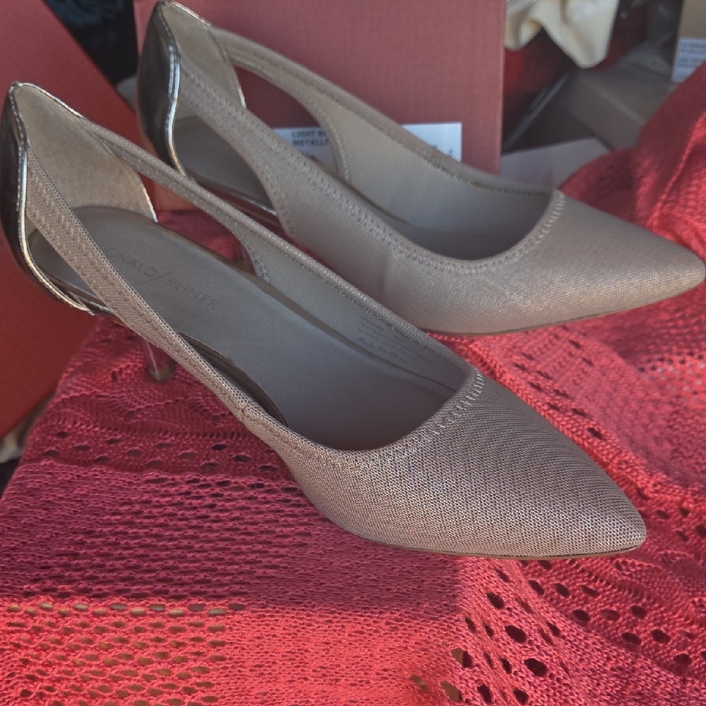 Donald J. Pliner Metallic Taupe Pointed Slingback Pumps